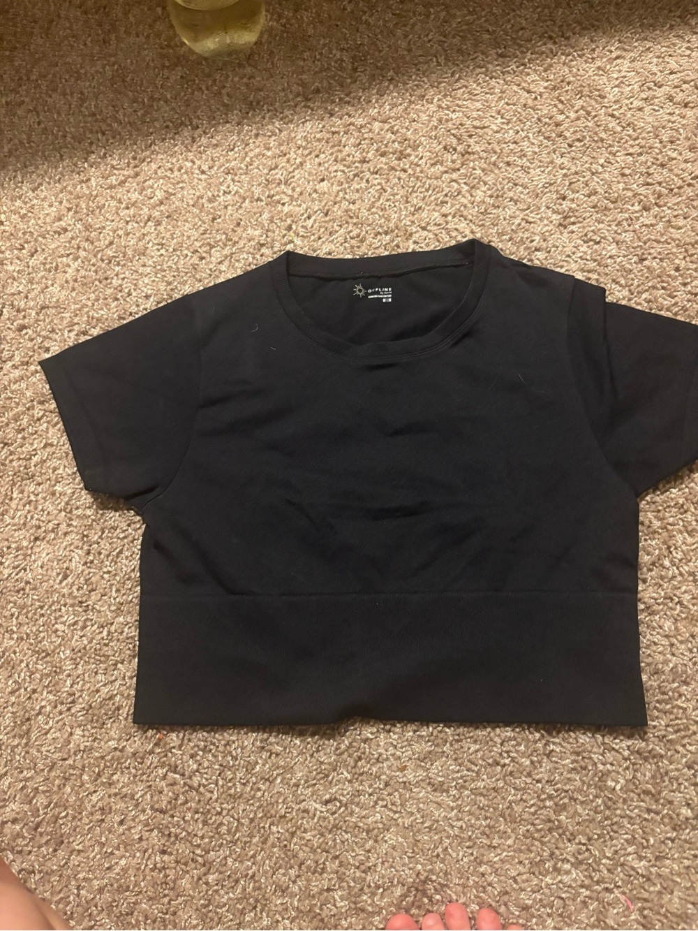 Women's Black Short Sleeve Cropped Tee